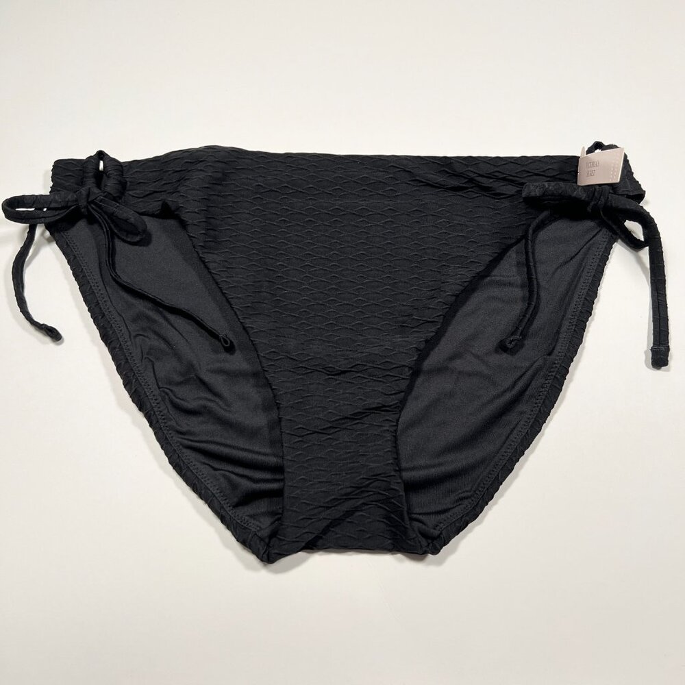Victoria Secret XXL / 2XL Bikini Bottom Classic DOUBLE Side Tie Textured Black